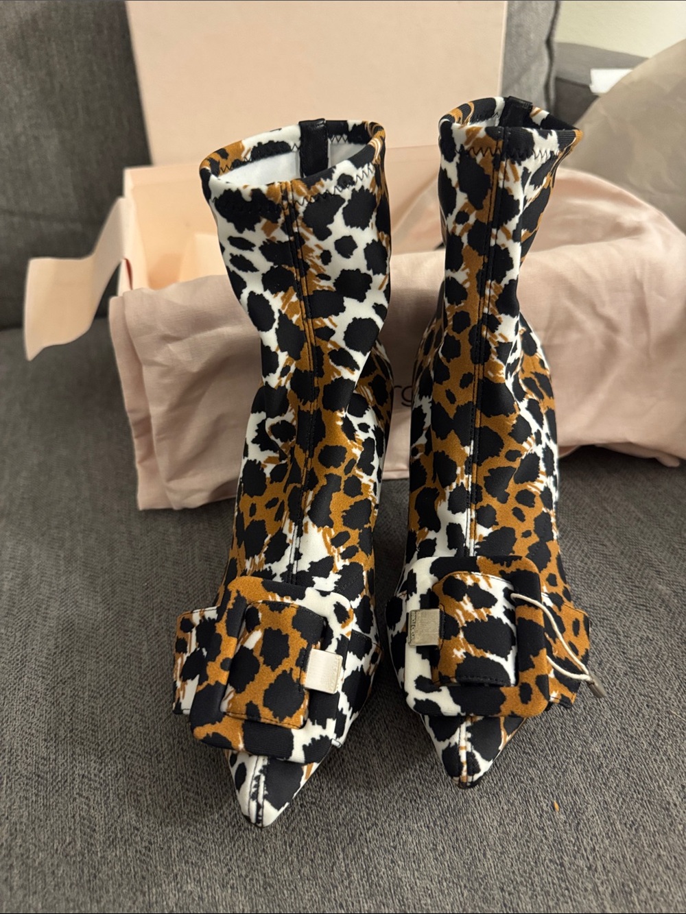 Sergio Rossi "sr Milano" Leopard Print Sock Boots - Picture 7 of 13